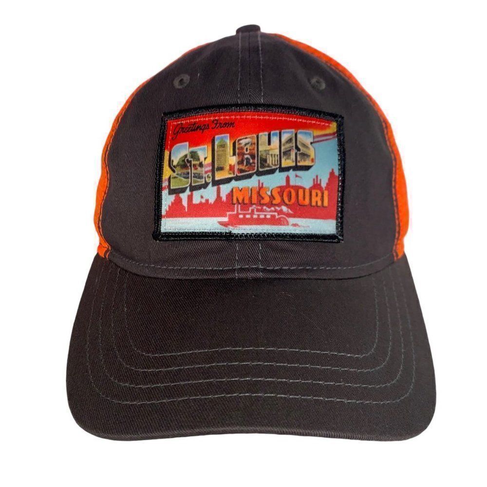 Paramount Apparel Greetings from St. Louis Missouri Trucker Hat Brown / Orange O
